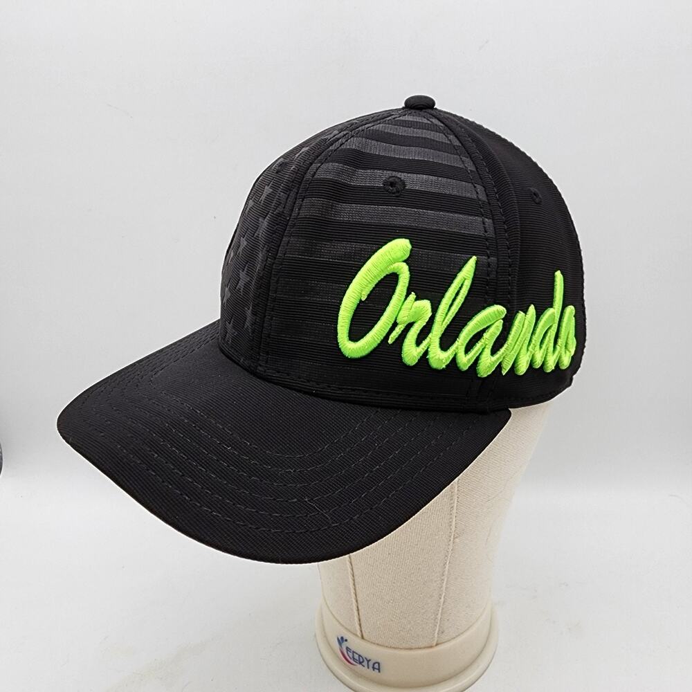 Orlando American Flag Cap Hat Bright Green Black Snapback Structured Essencial